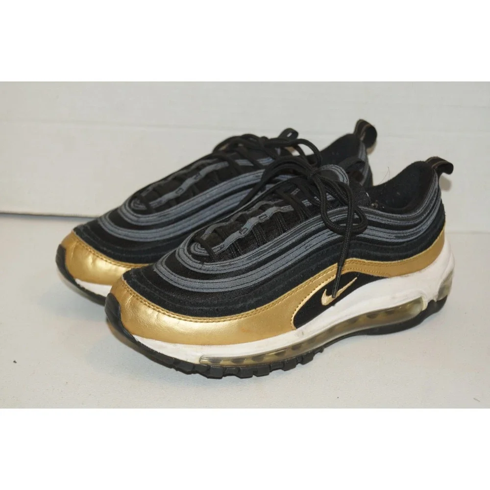 Nike Air Max 97 GS Black Metallic Gold Size 5.5Y (921522-014)